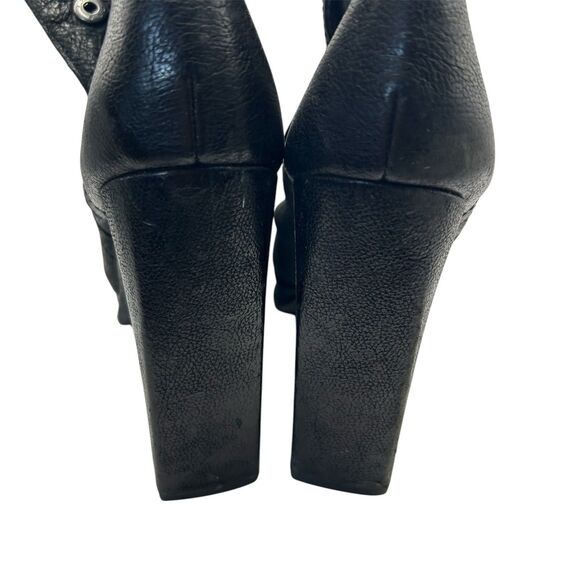 Vera Wang Black Marilyn Platform Booties Leather Chunky Boots Biker Size 8.5 M - Picture 8 of 12